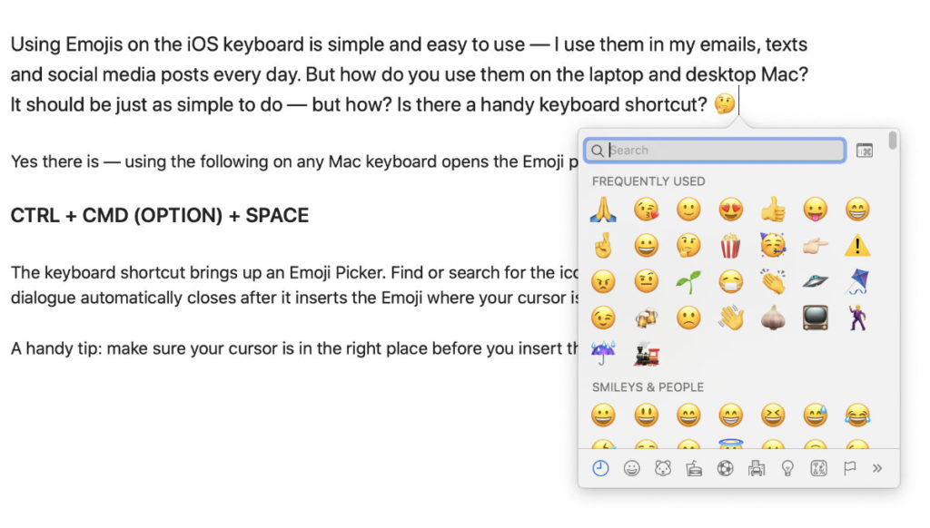 emojis on mac shortcut